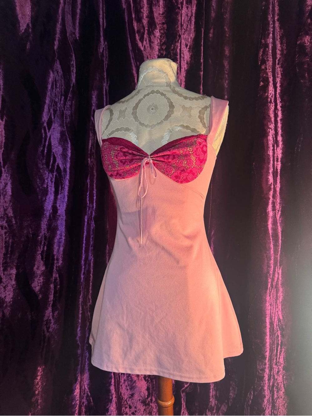 Pink Lace-Accent Dress